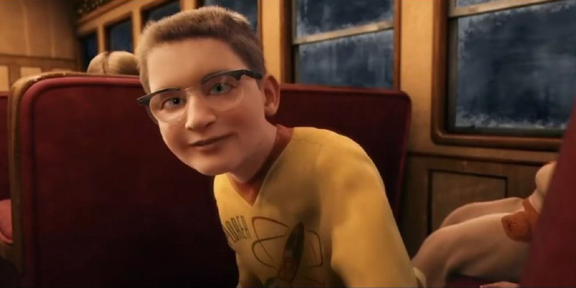 A boy on the train in The Polar Express