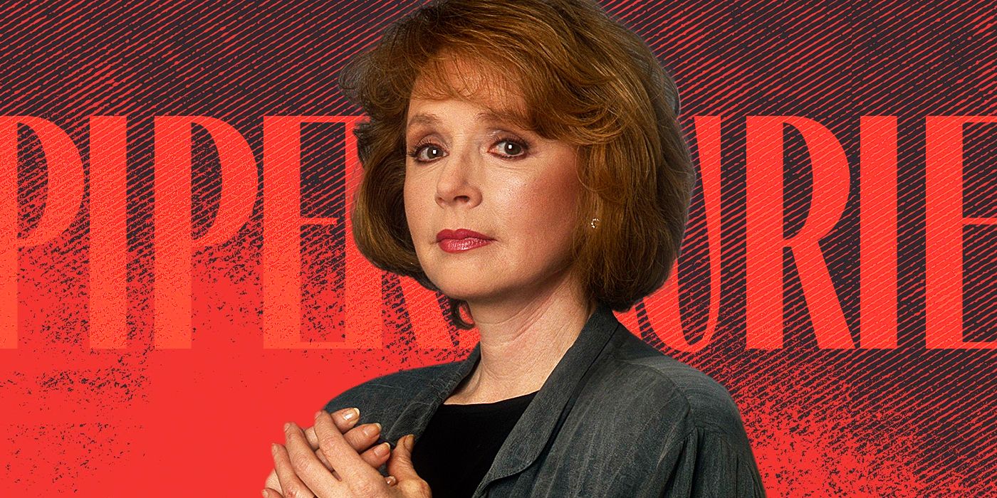 Blended image showing Piper Laurie with her name in large letters behind her.