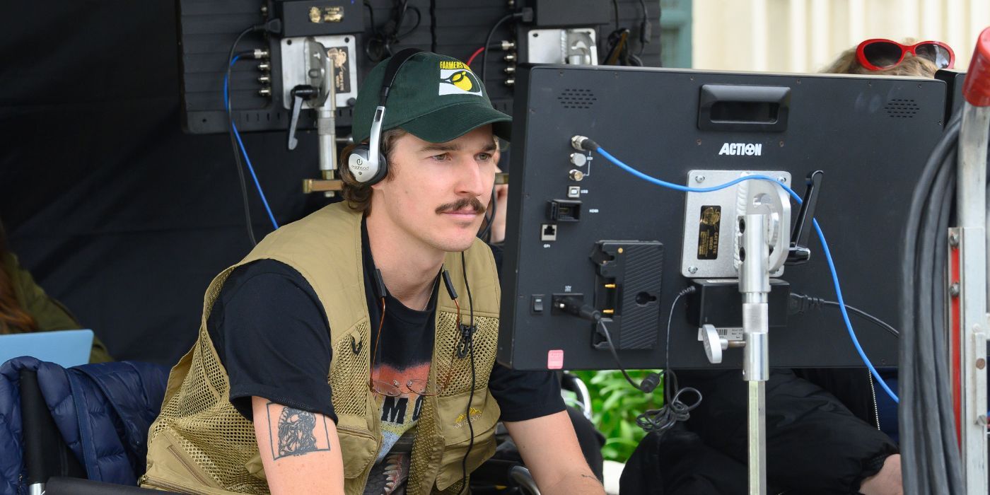 Bryce McGuire on the set of Night Swim