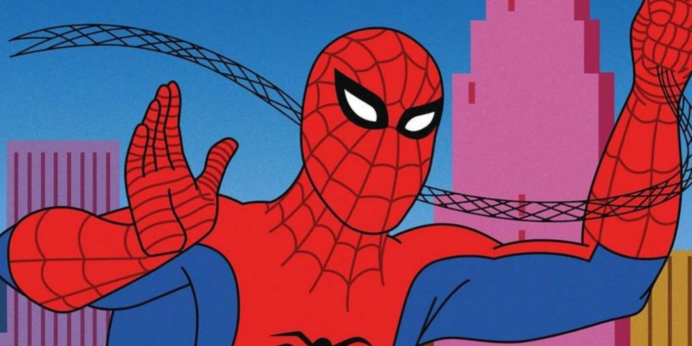 Spider-Man waving at the screen from the 60s show