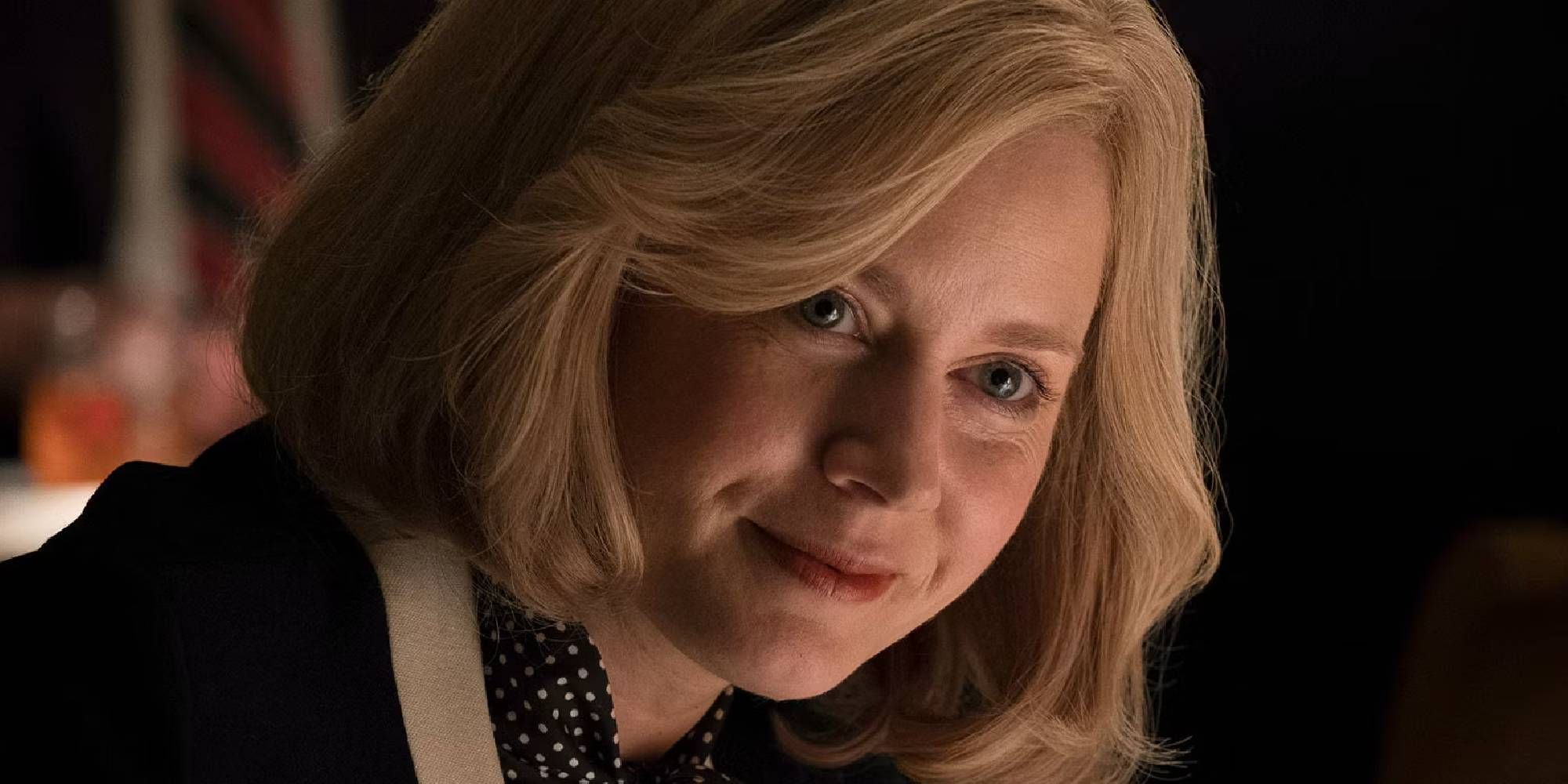 A close-up shot of Amy Adams as Lynne Cheney in Vice.