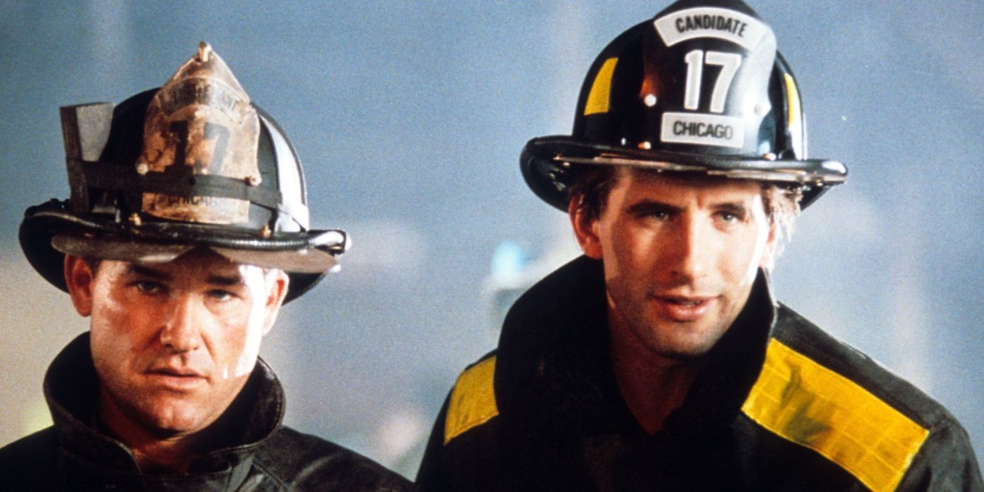 Kurt Russell and William Baldwin as Stephen and Brian McCaffery in 'Backdraft.' 