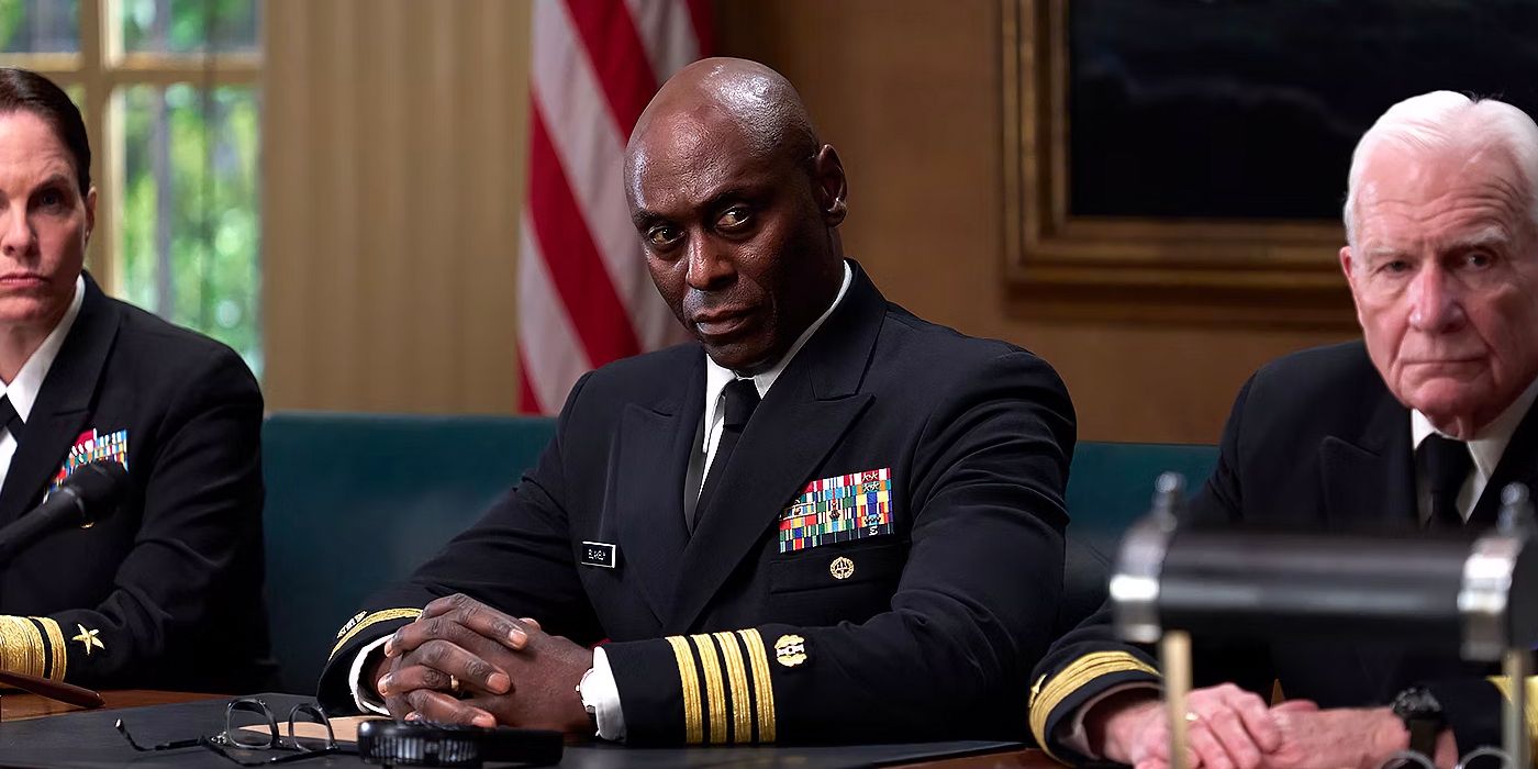 Lance Reddick oversees a court martial as the head judge in William Friedkin's 'The Caine Mutiny Court-Martial'