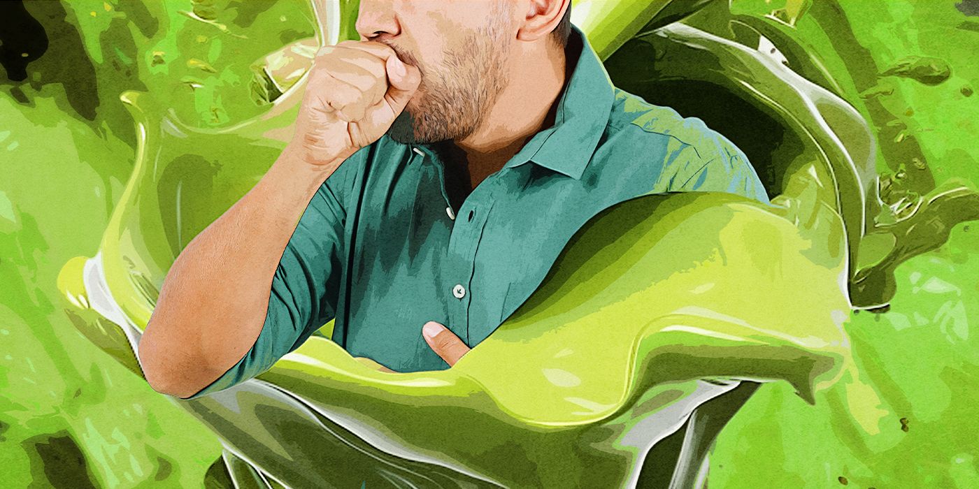A custom image of a man vomiting