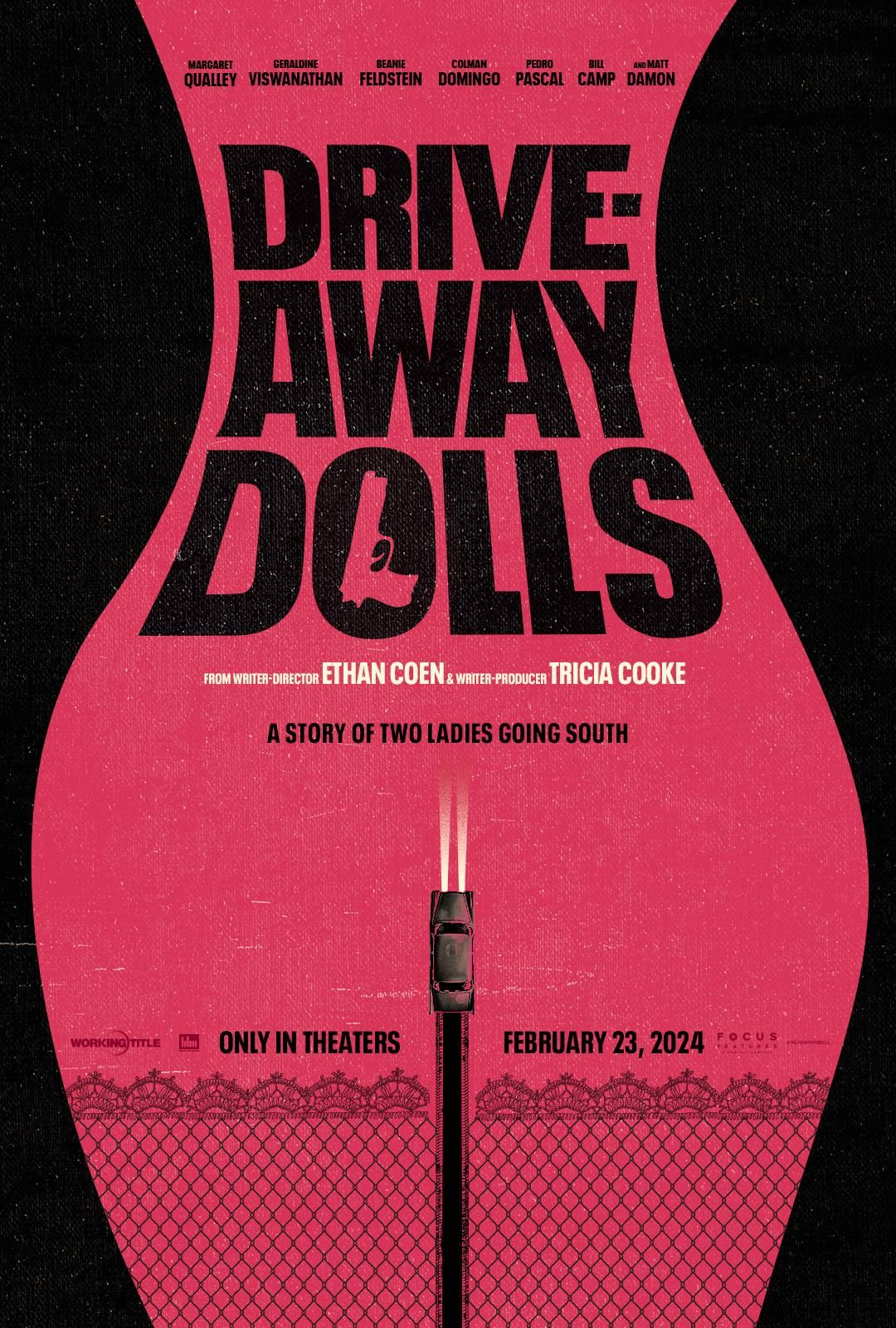 Affiche « Drive-Away Dolls » – Le chaos arrive pour Margaret Qualley et Geraldine Viswanathan