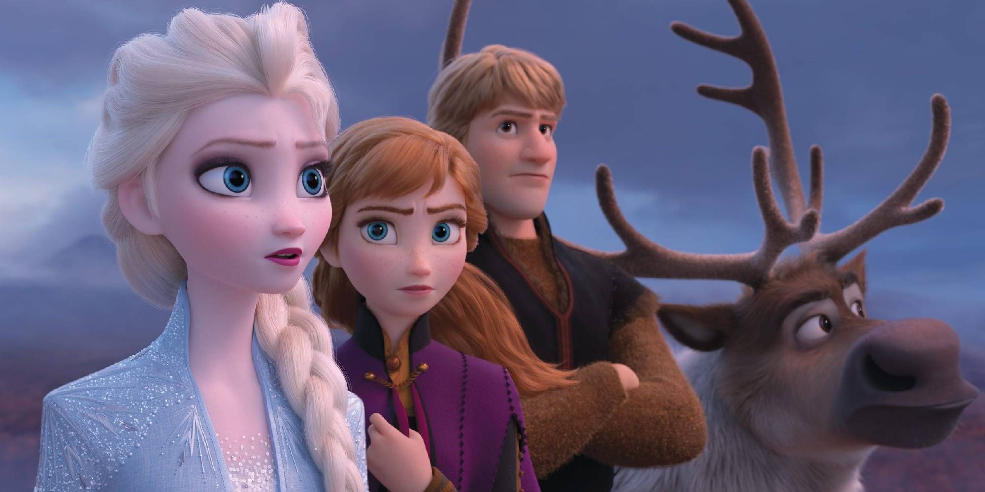 Elsa, Anna, Kristoff and Sven look out of the picture in Frozen II.