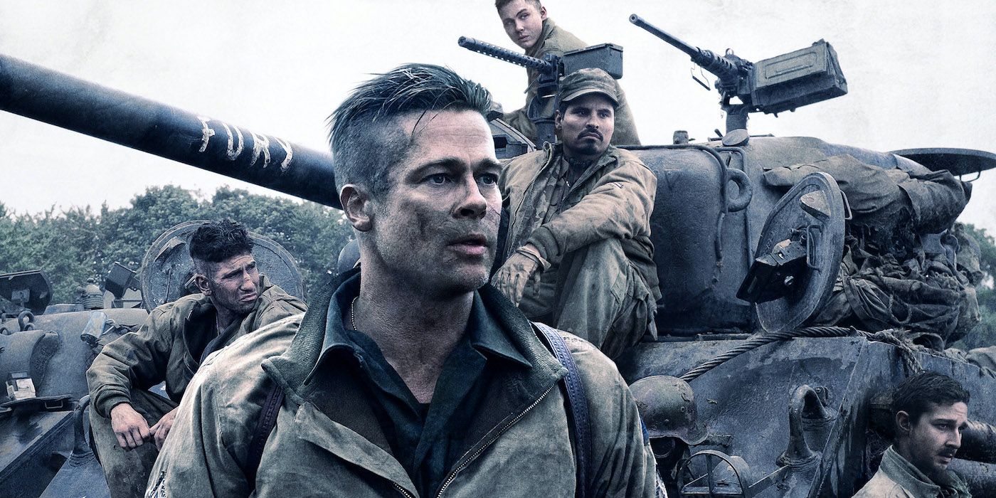 Brad Pitt, John Bernthal, Michael Peña, Logan Lerman, and Shia LaBeouf in Fury