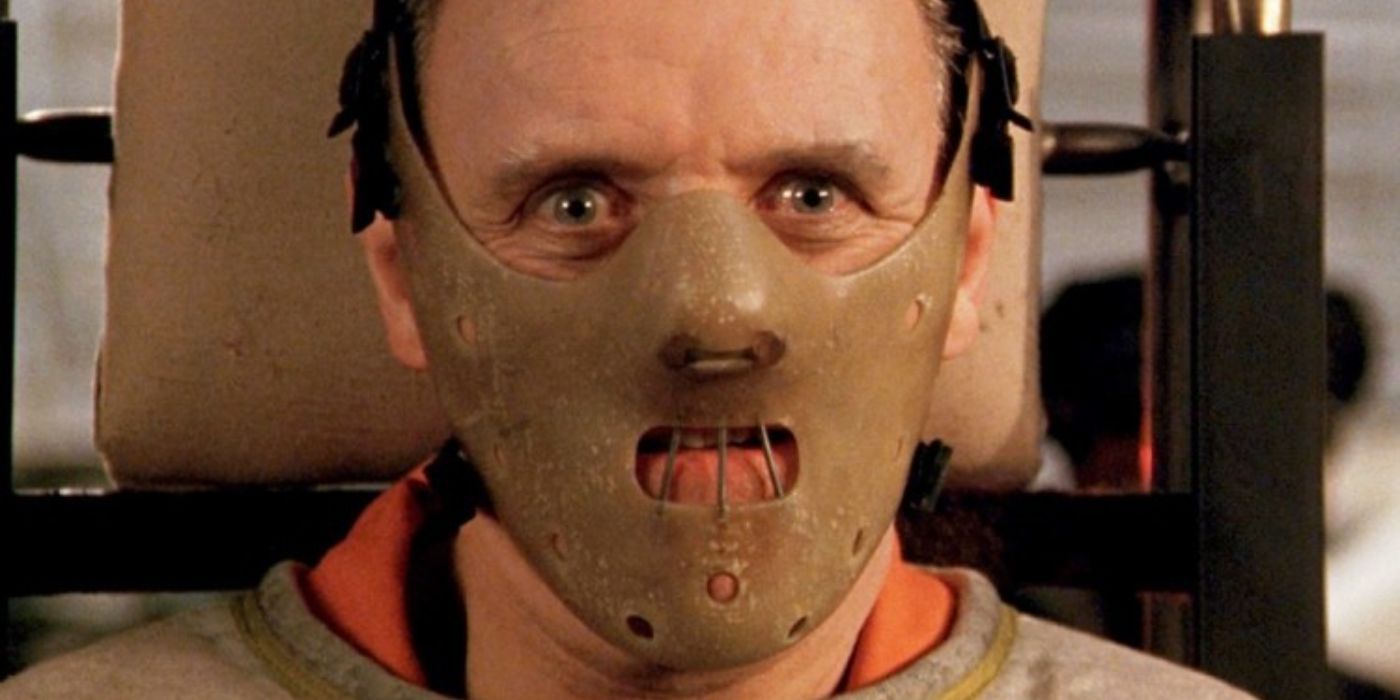 Hannibal Lecter wearing a mask while being restrained in The Silence of the Lambs