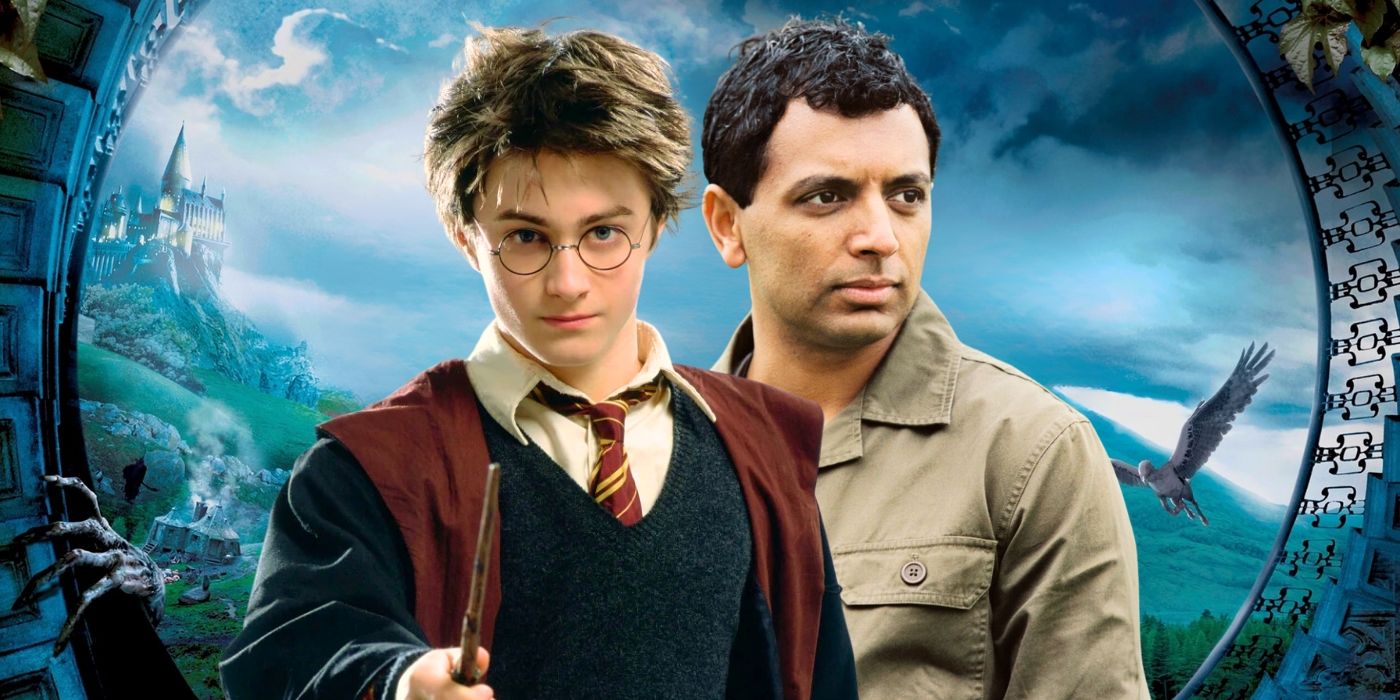 M. Night Shyamalan and Daniel Radcliffe as Harry Potter