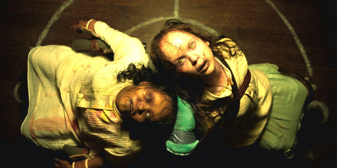 Lidya Jewett as Angela Fielding and Olivia Marcum as Katherine in The Exorcist: Believer. 