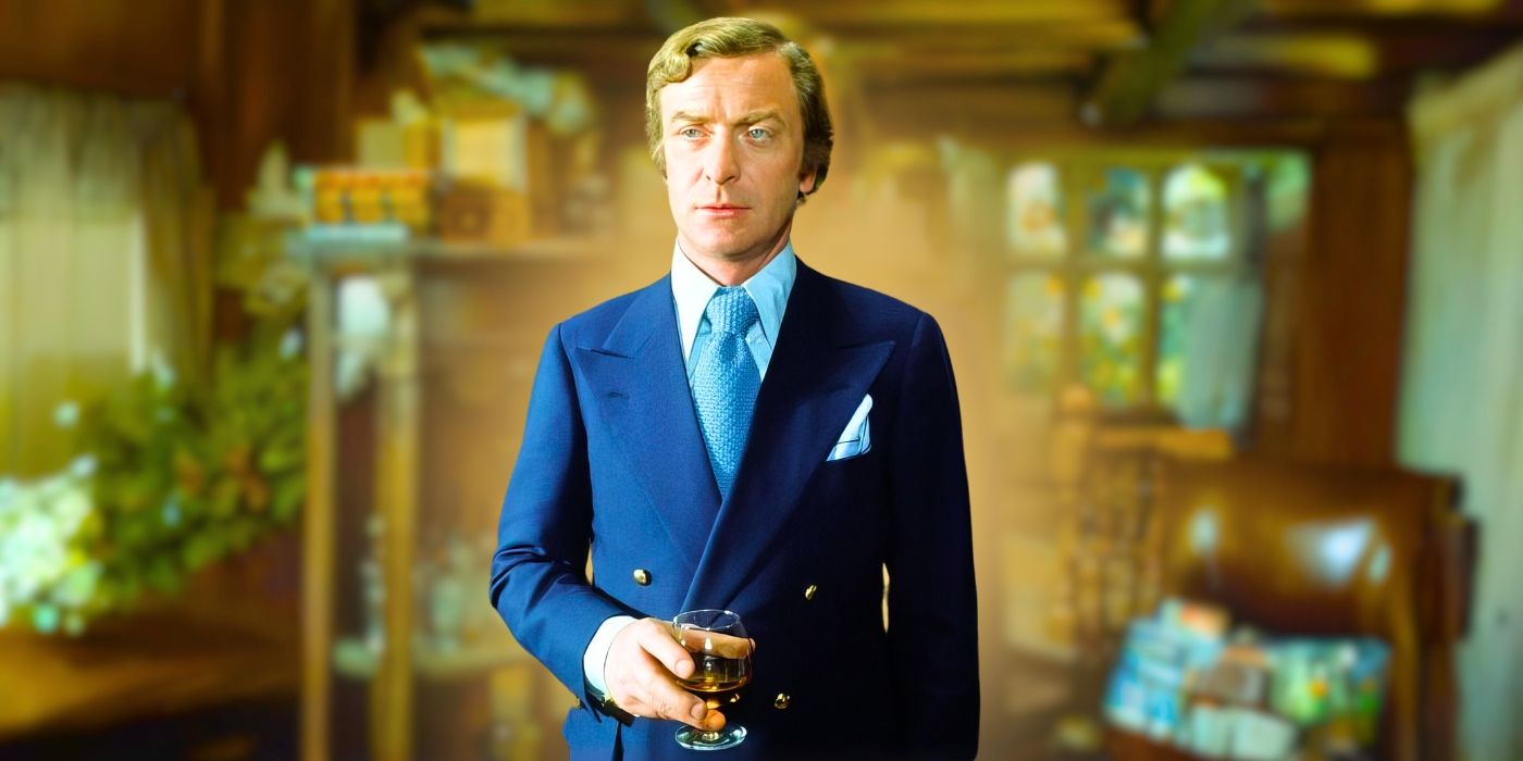 Custom image of Michael Caine holding a drink in Sleuth (1972)
