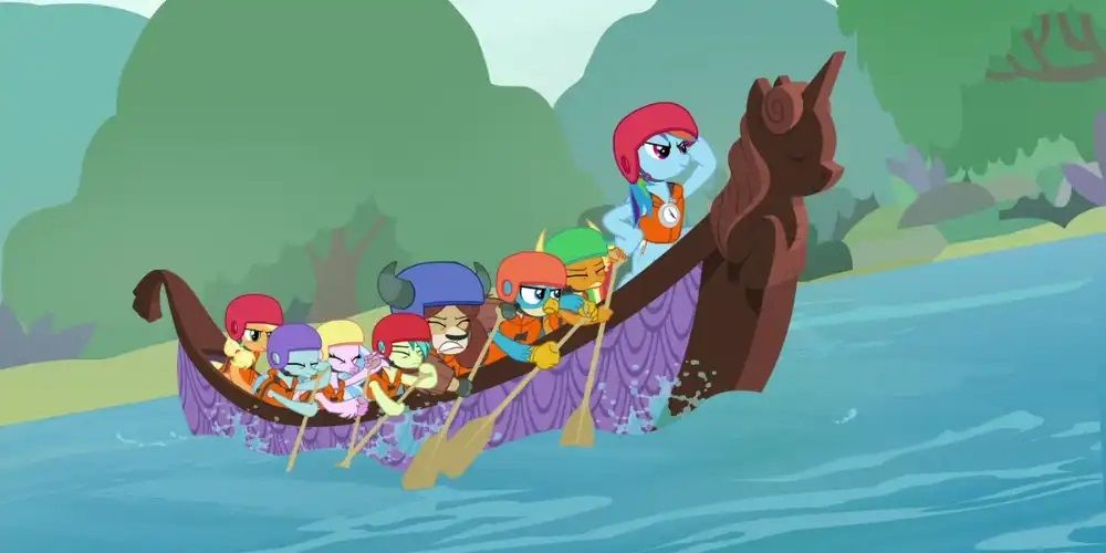 Rainbow Dash leads the Student Six on an expedition