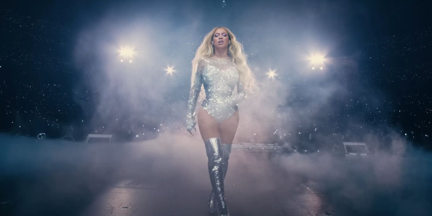 Beyonce in a glitter outfit in Renaissance