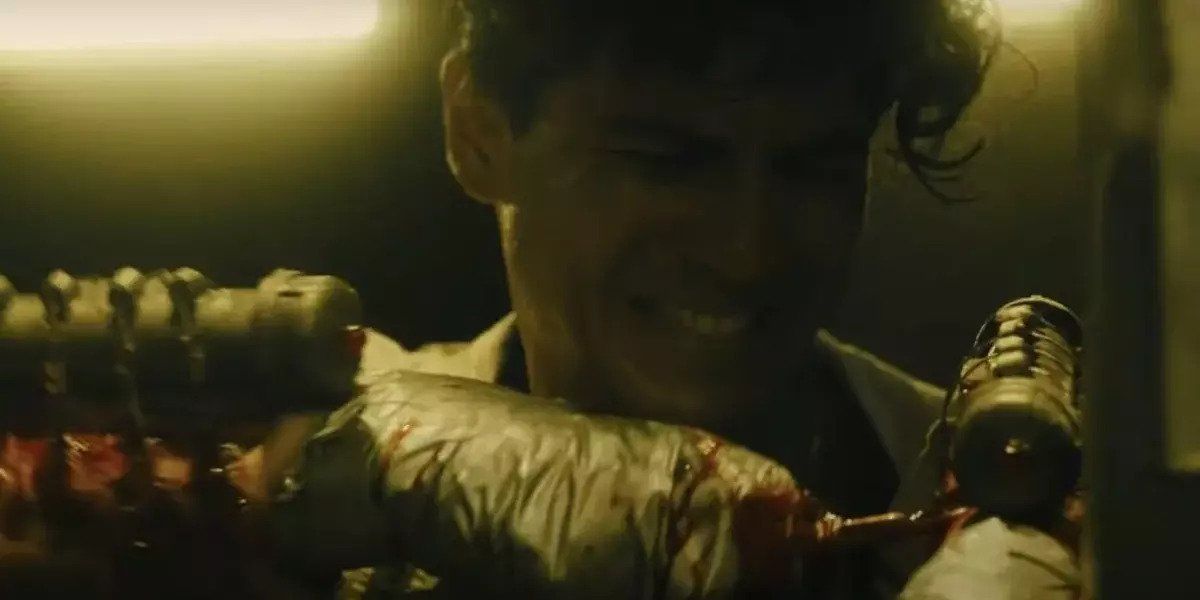 A still of the pipe bomb trap from Saw X
