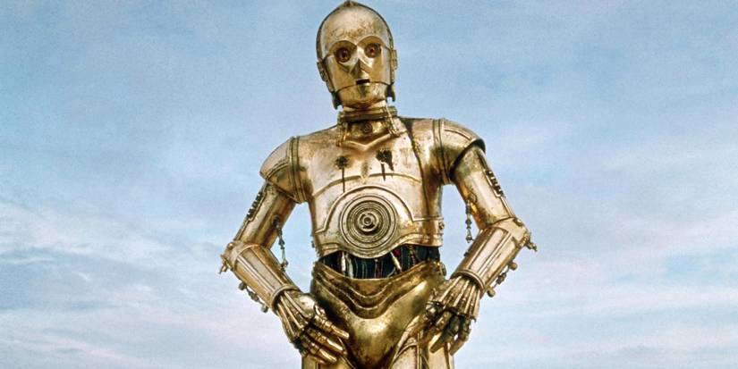 Anthony Daniels as C-3PO looking straight ahead in Star Wars Episode IV - A New Hope