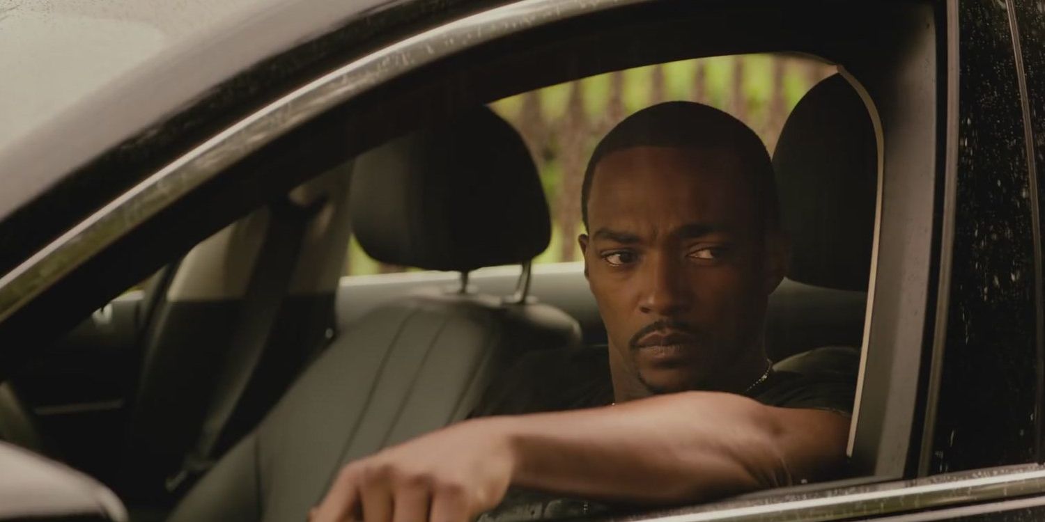 Anthony Mackie as King looking out the window of his car in The Hate U Give