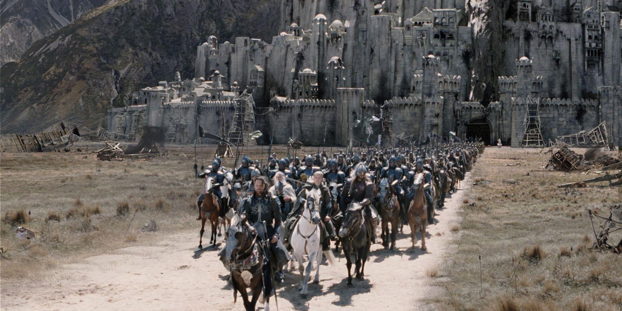 Aragorn (Viggo Mortensen) leading the army in The Lord of the Rings: The Return of the King 