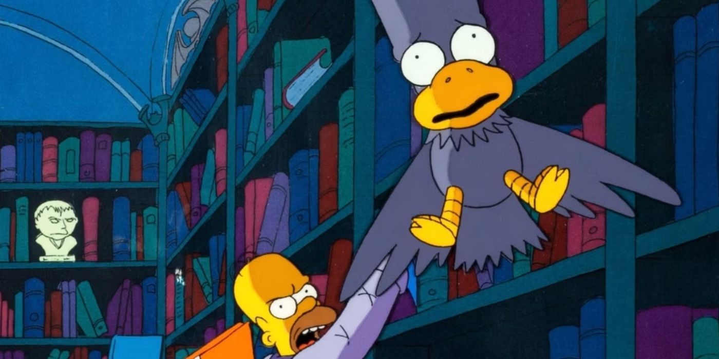 Homer and Bart in 'The Simpsons' Treehouse of Horrors episode, The Raven. 
