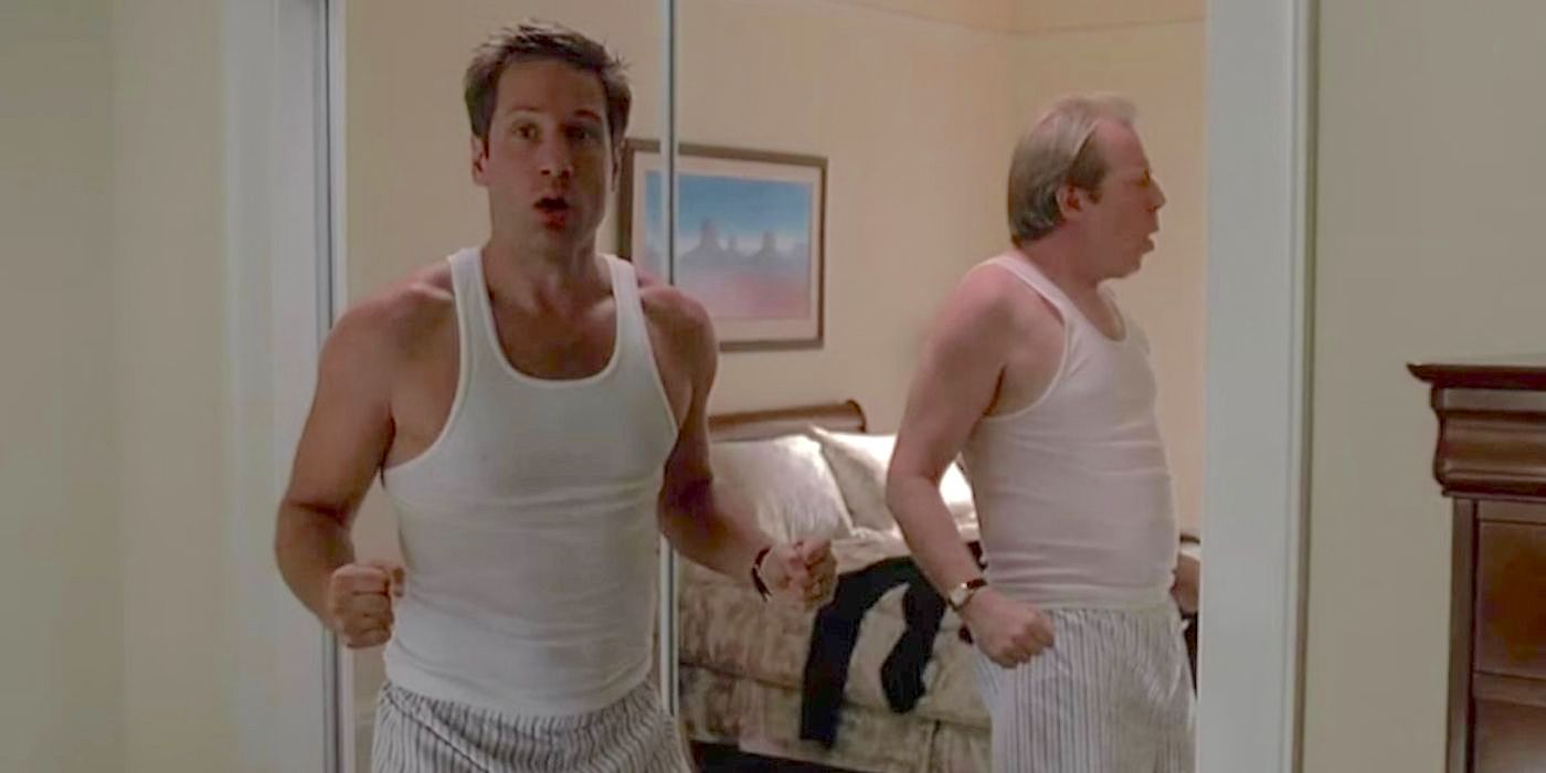 David Duchovny as Mulder and Michael McKean as Morris switch bodies in episode Dreamland Part 1 from the series The X-Files