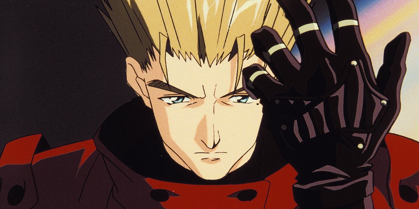 Vash the Stampede in Trigun holding up his gloved hand