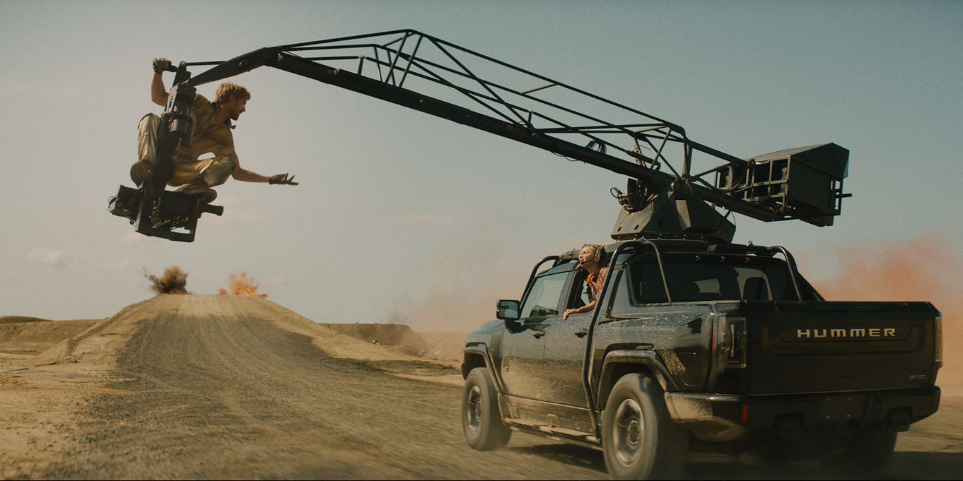 Ryan Gosling and Emily Blunt performing a truck stunt in The Fall Guy