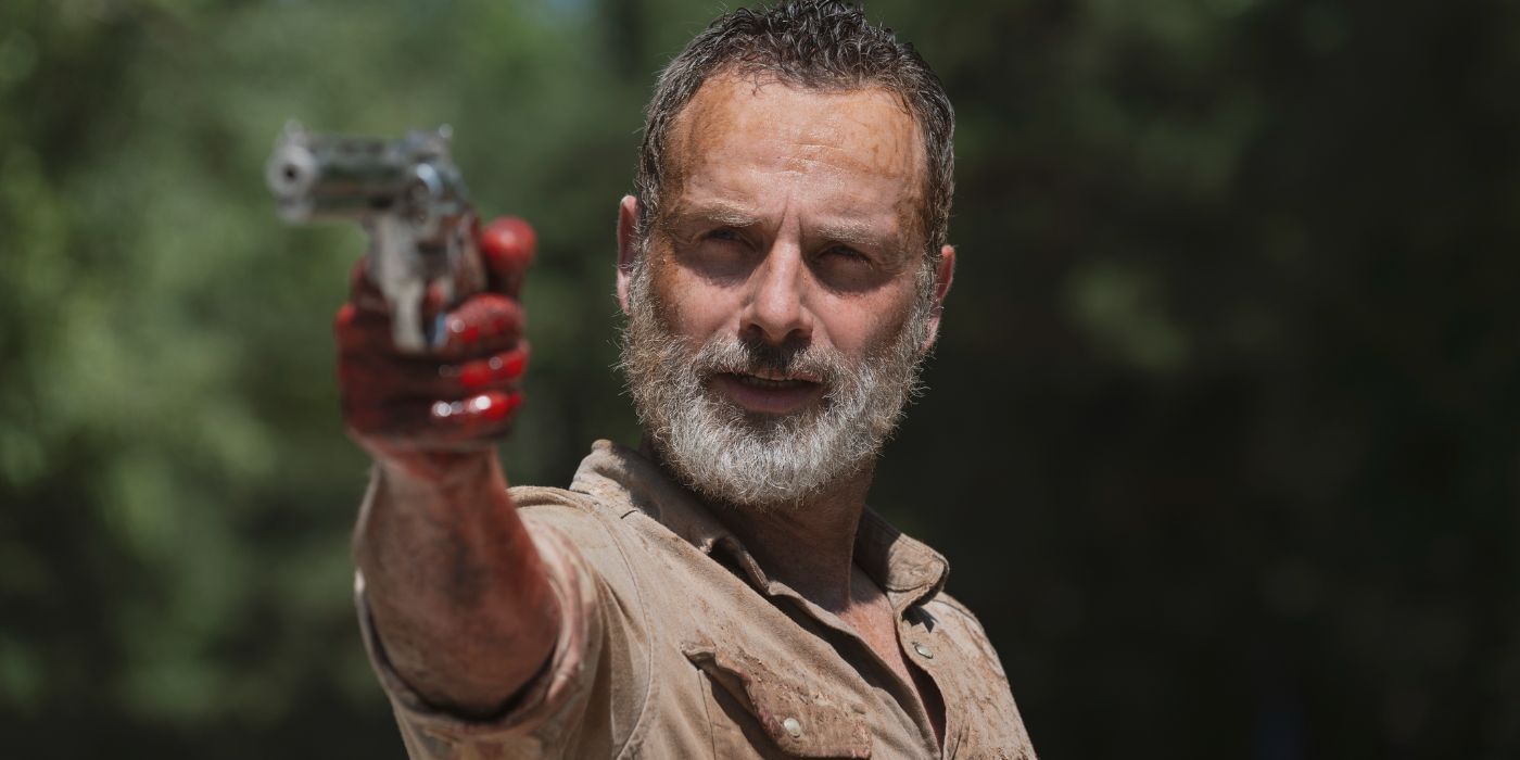 A man holds a weapon and looks stressed in The Walking Dead?Season 9, Episode 5, What Comes After.