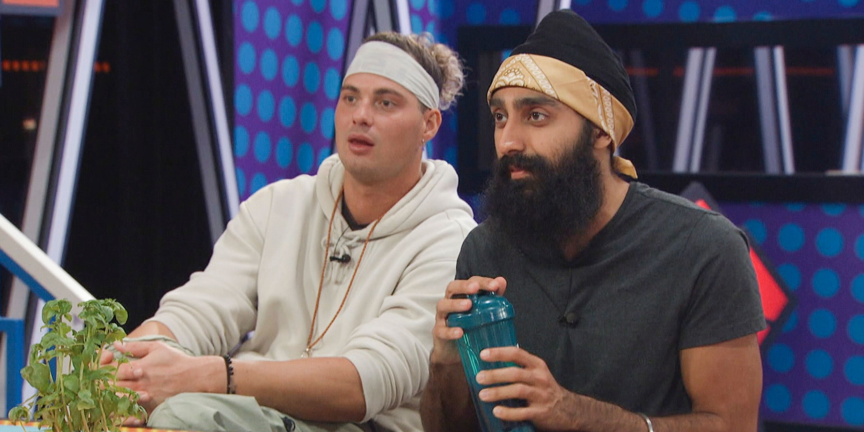  Matt Klotz and Jag Bains sit next to each other in the 'Big Brother 25' kitchen.