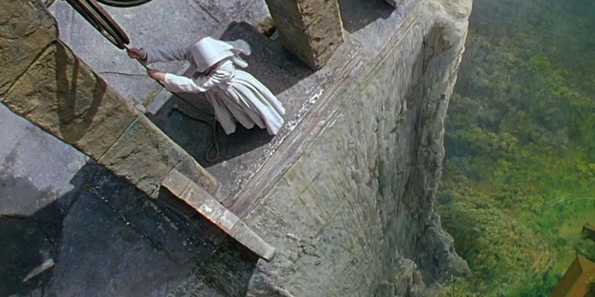 A nun on a high ledge in Black Narcissus