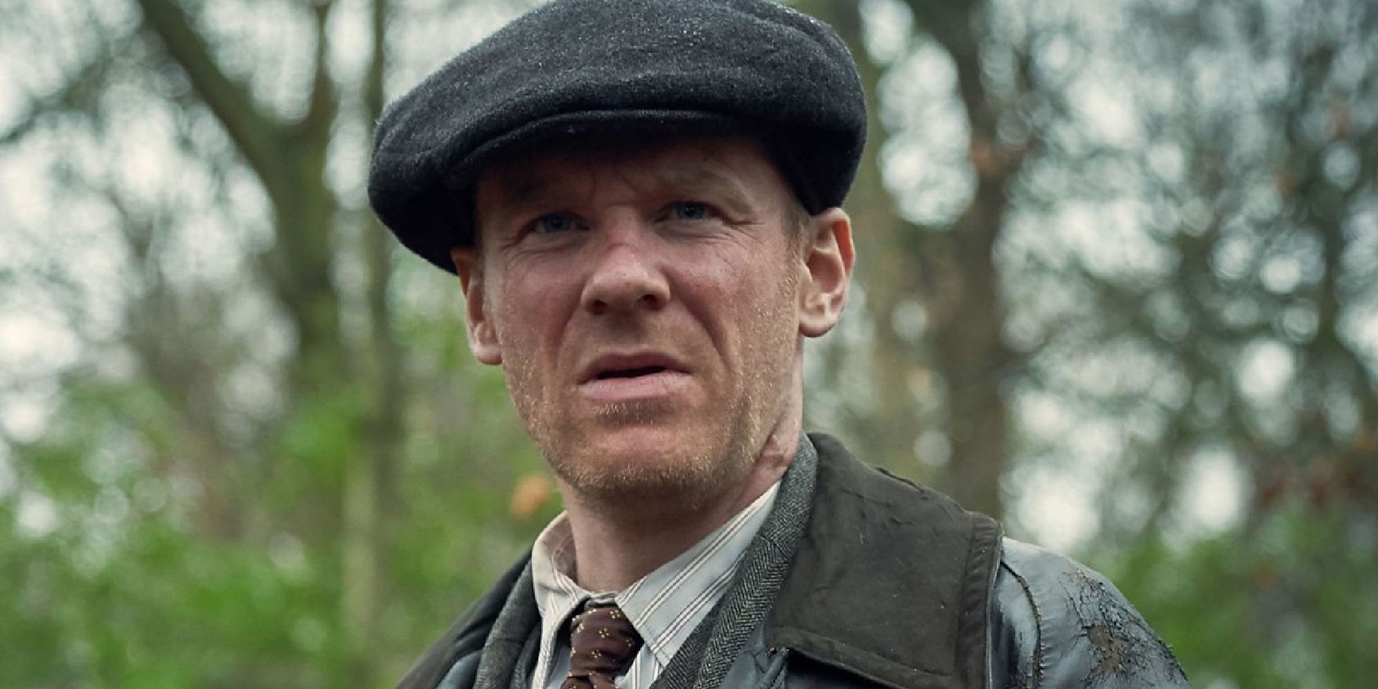 A close-up of Brian Gleeson as Jimmy in Peaky Blinders.