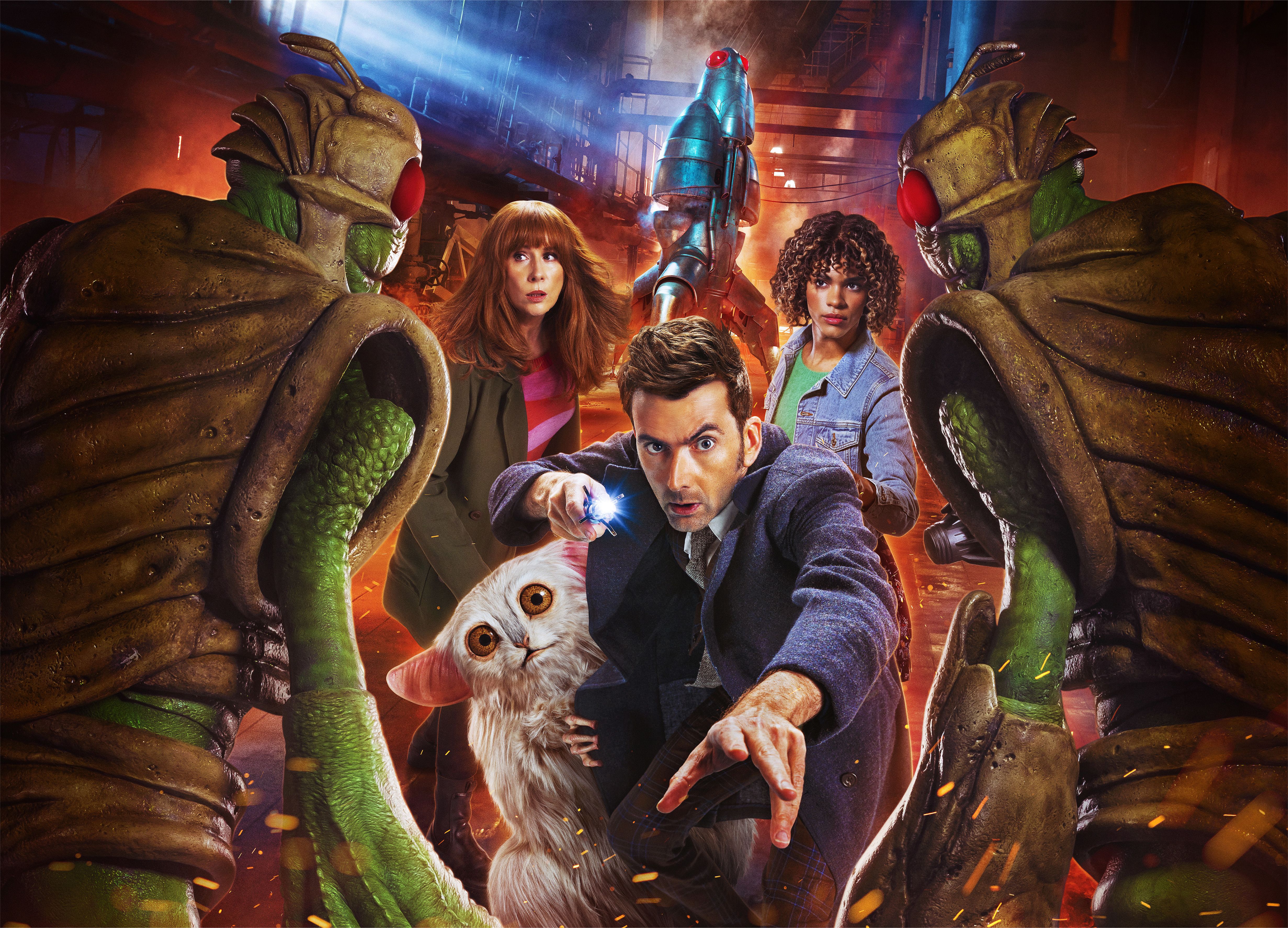 Catherine Tate as Donna Noble David Tennant as the Doctor and Yasmin Finney as Rose Noble in Doctor Who: The Star Beast