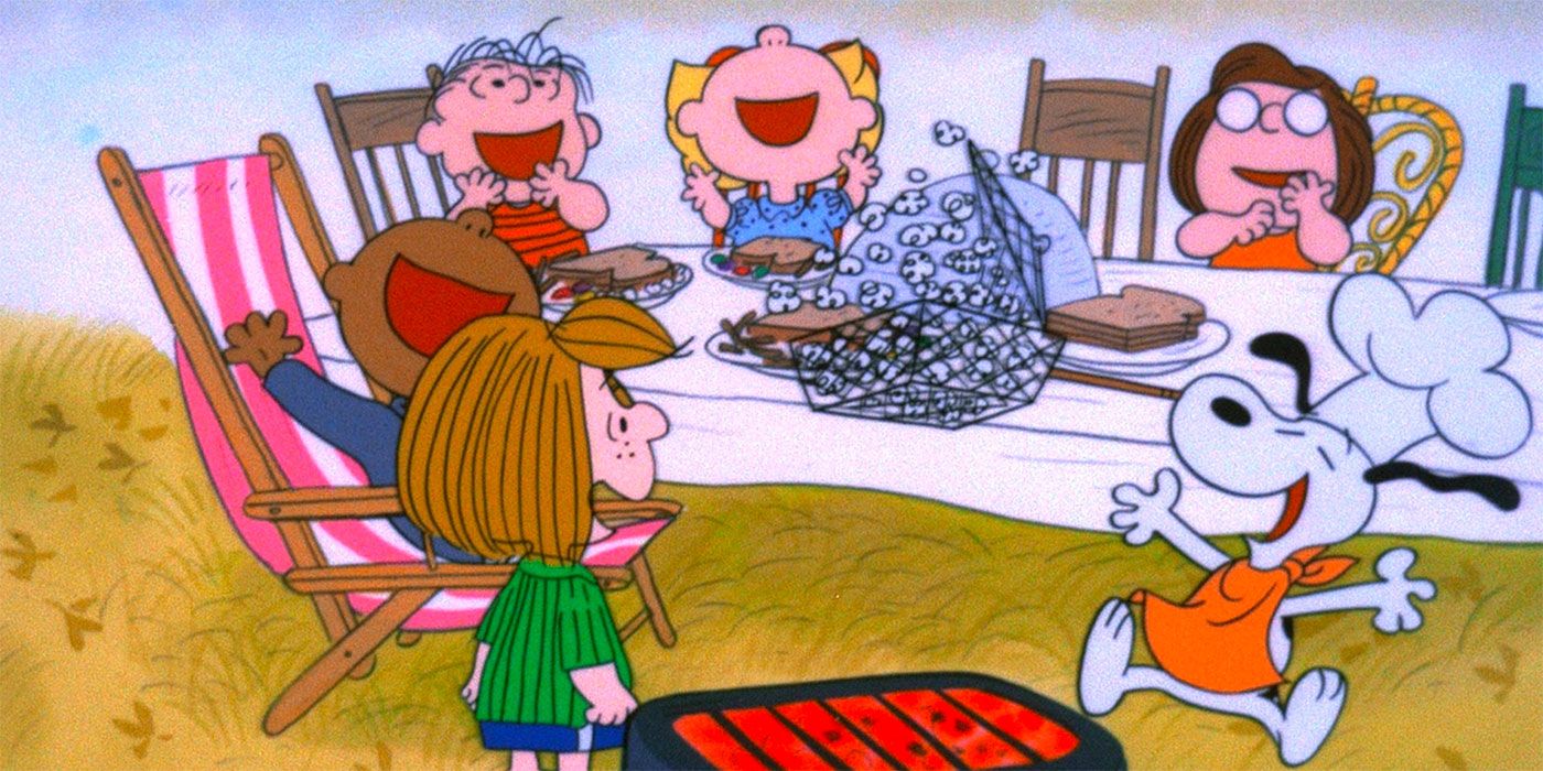 Peppermint Patty's thanksgiving dinner in A Charlie Brown Thanksgiving