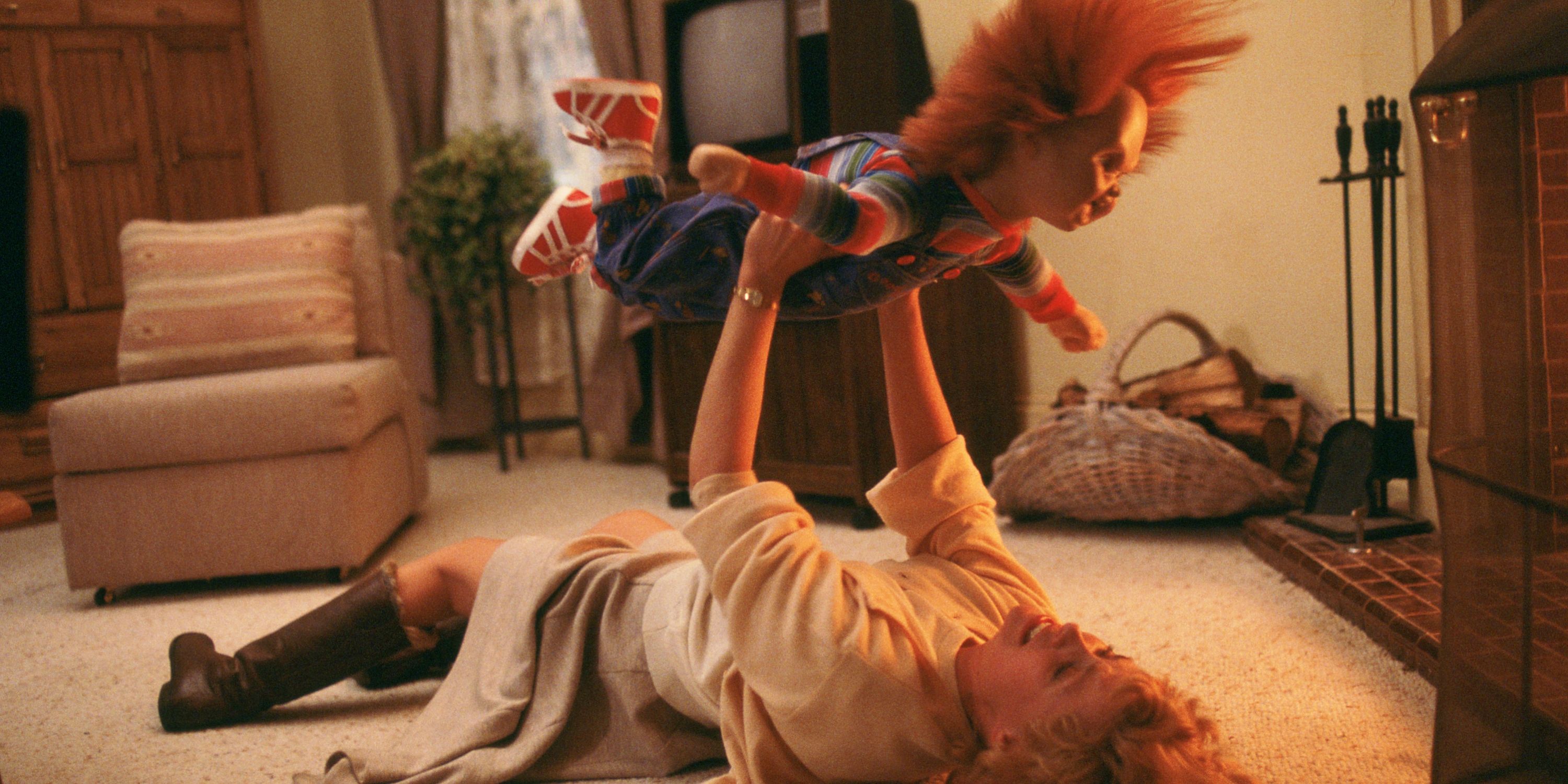 Catherine Hicks as Karen Barclay with Chucky in Child's Play