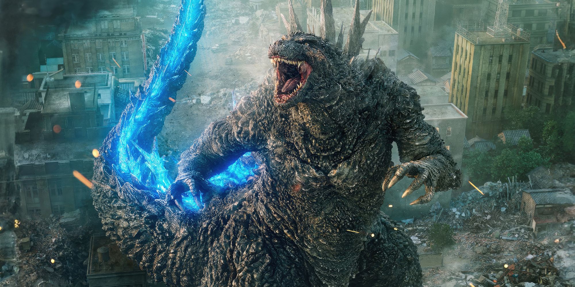 Godzilla wrecking havoc in 2023's Godzilla Minus One