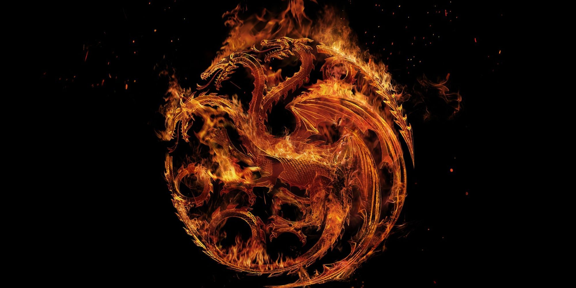 The Targaryen house sigil in flames in House of the Dragon