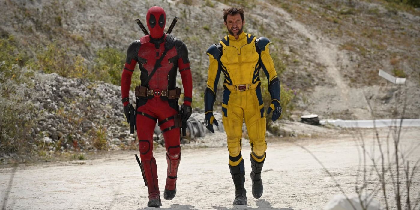 Ryan Reynolds as Wade Wilson/Deadpool and Hugh Jackman as Wolverine walking outside in Deadpool 3