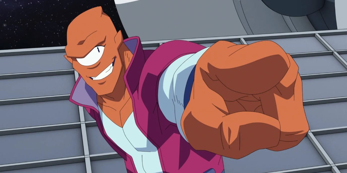 Allen the Alien pointing at something off-camera in &lsquo;Invincible&rsquo;