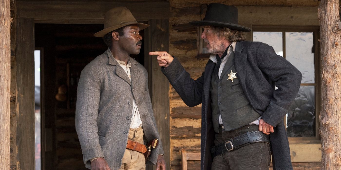 David Oyelowo and Dennis Quaid arguing in Lawmen: Bass Reeves