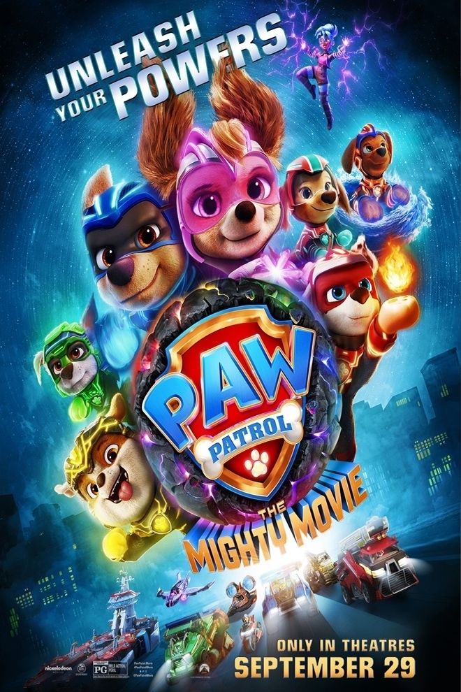the poster for Paw Patrol: The Mighty Movie