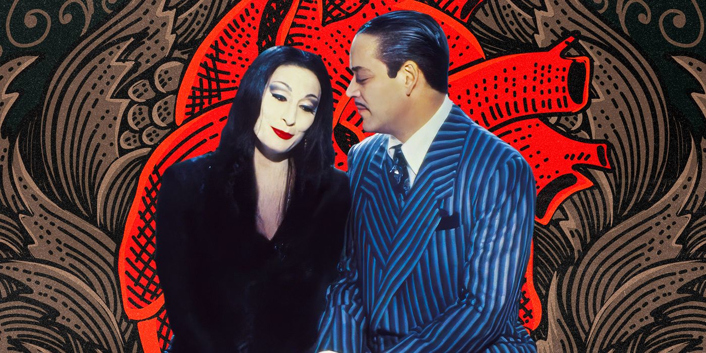 Morticia and Gomez Addams played by Anjelica Huston and Raul Julia in The Addams Family