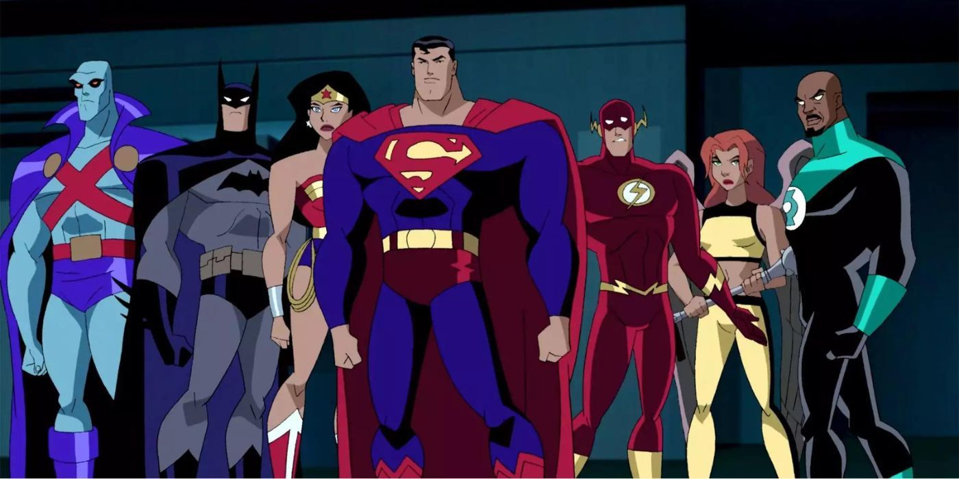 The Justice League as seen in the Justice League animated series