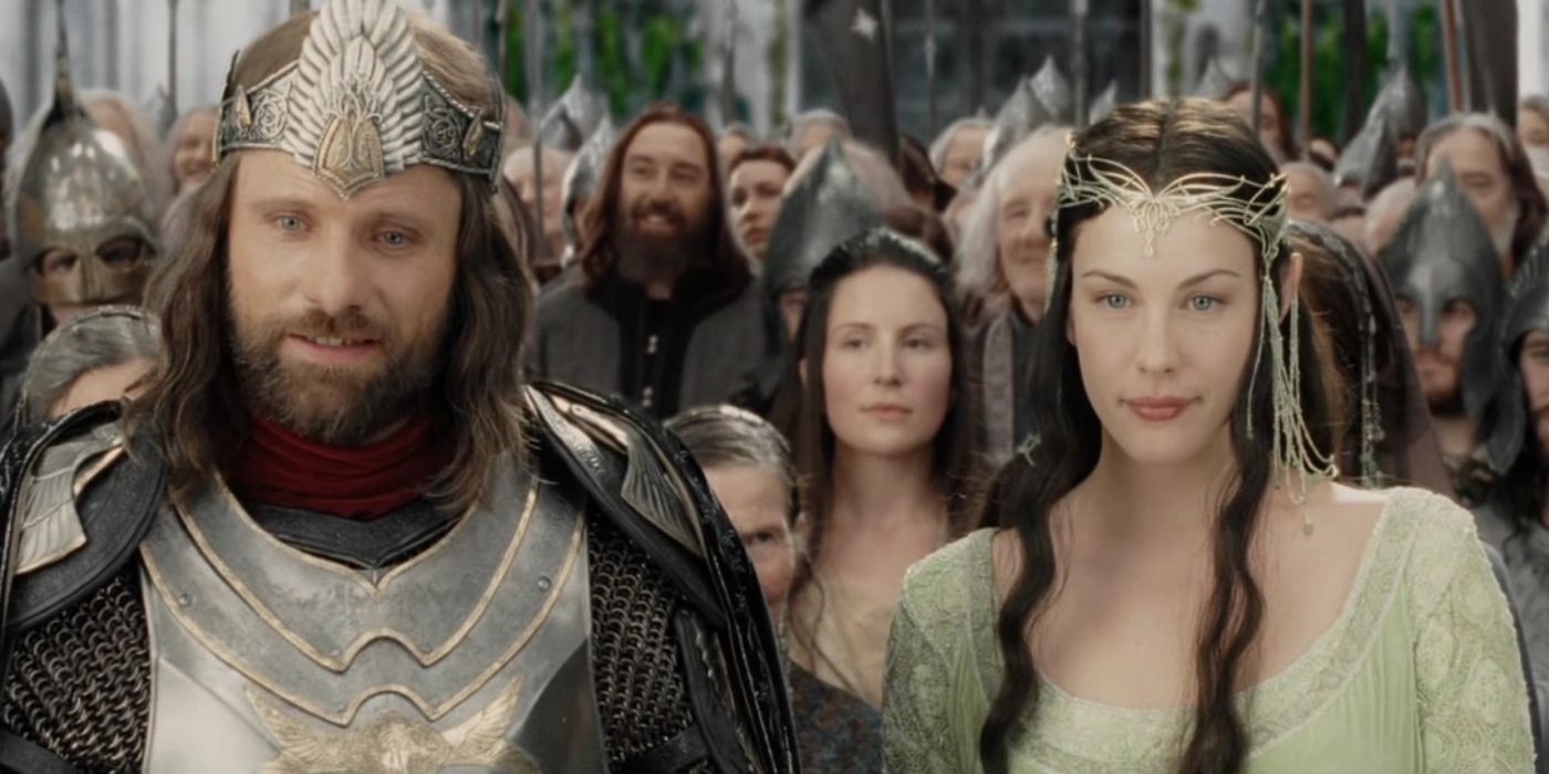 Liv Tyler as Arwen in a crown and Andrew Lincoln in Armor in The Lord of the Rings- The Return of the King