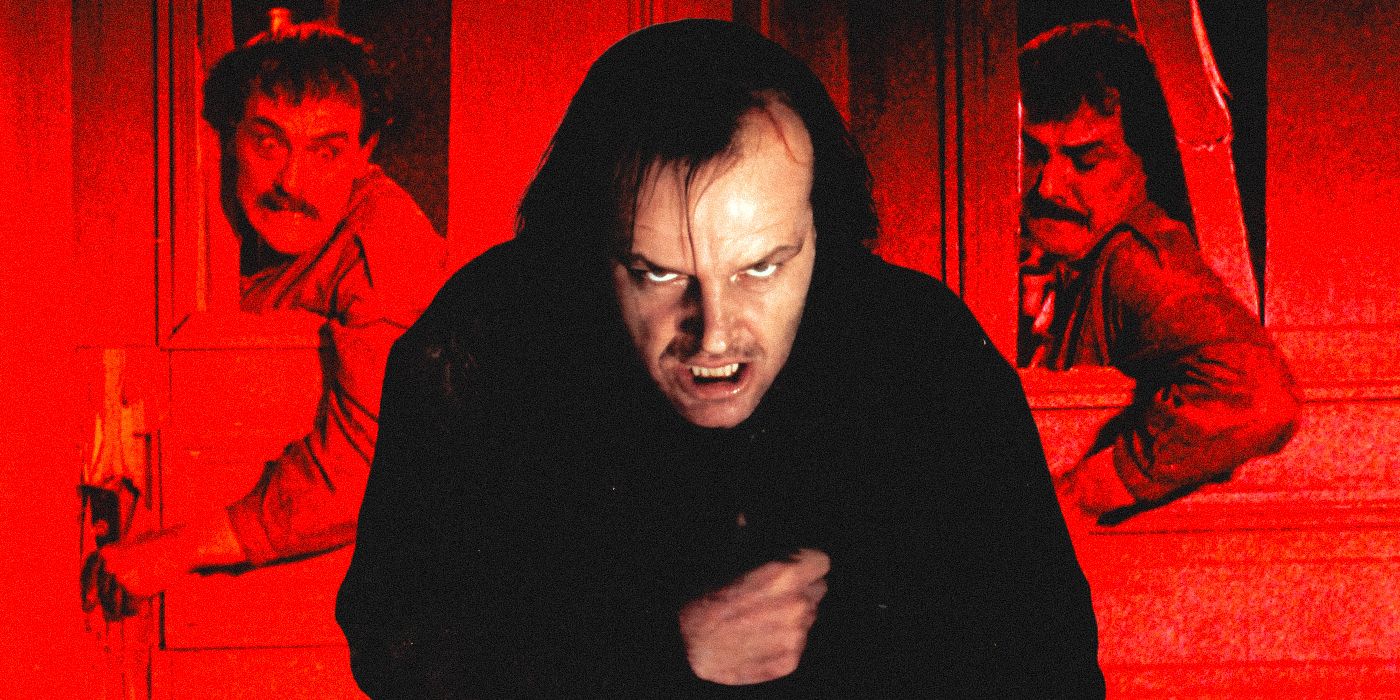 Jack Nicholson in The Shining with a still from The Phantom Carriage in the background