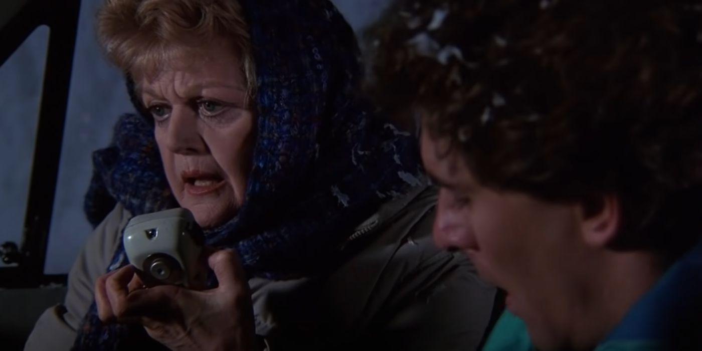 Angela Lansbury in the snow-bound Murder, She Wrote episode.