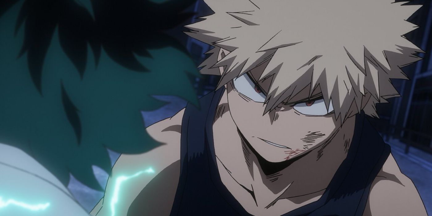 Bakugo grimaces at Deku in My Hero Academia