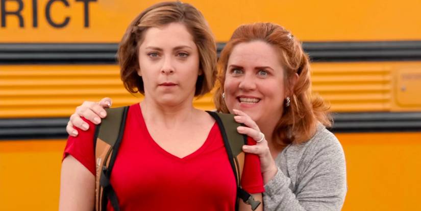 A woman is psyched up by her excited best friend in 'Crazy Ex-Girlfriend' (2015-2019)