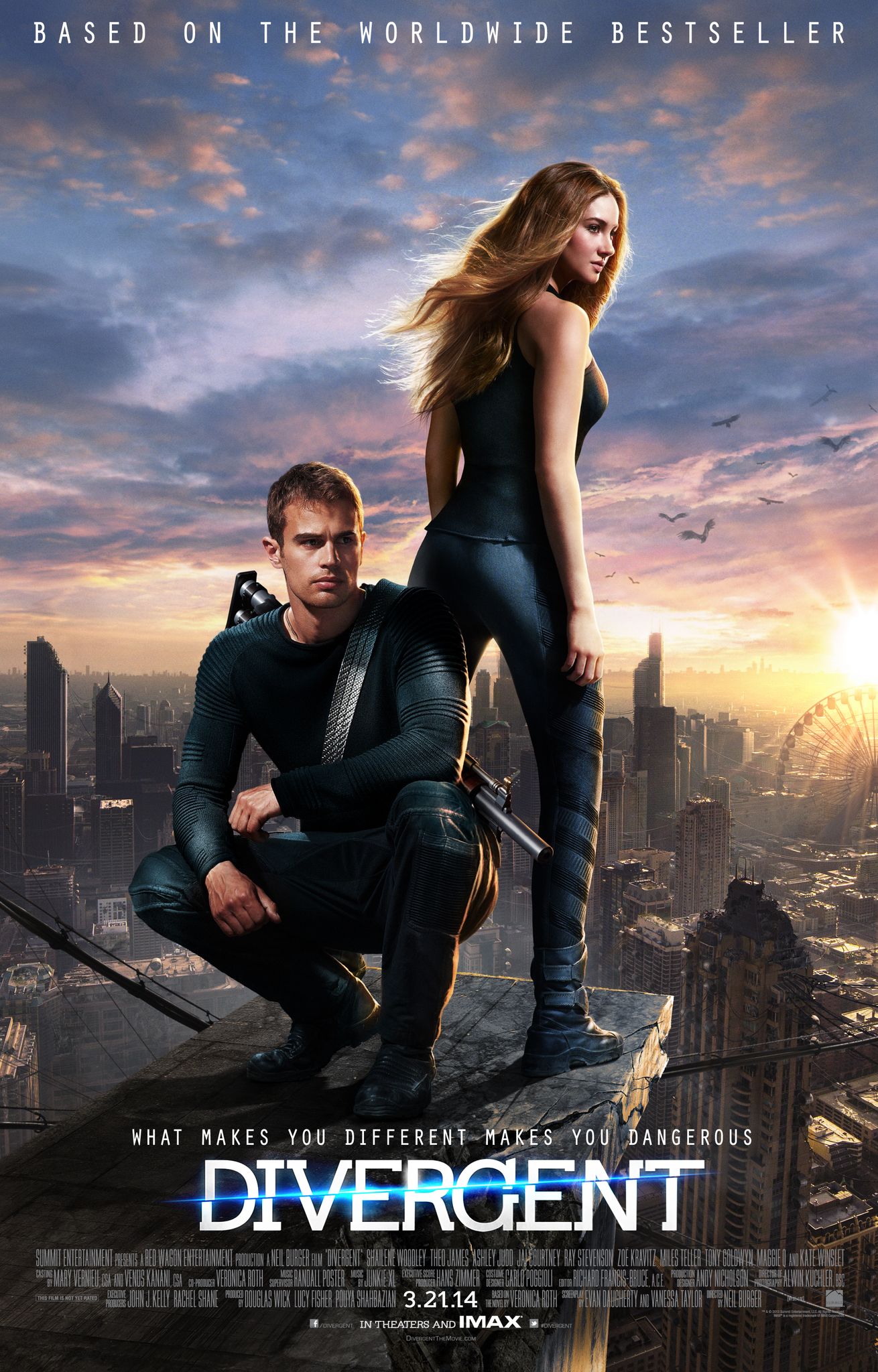 poster for Divergent starring Shailene Woodley and Theo James