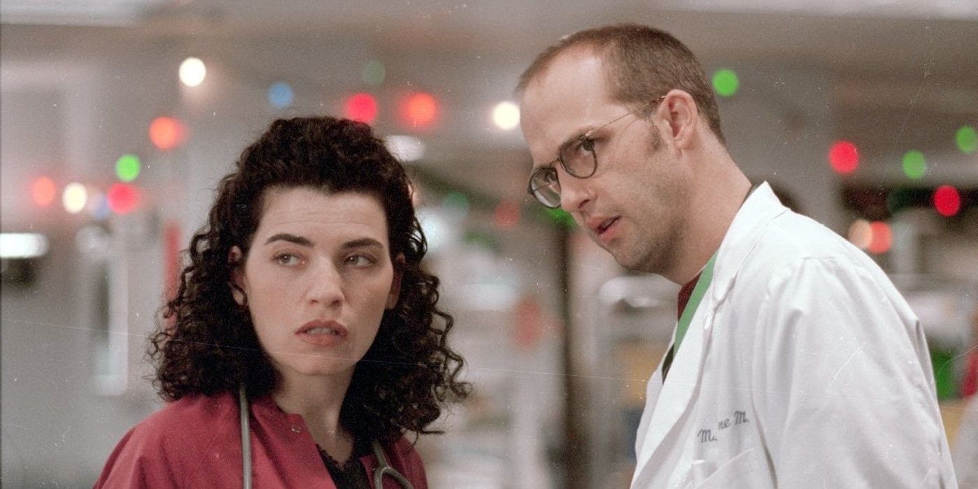 Julianna Margulies and Anthony Edwards in the ER episode "Homeless for the Holidays"