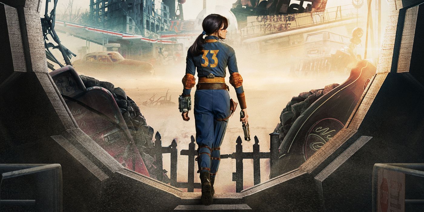 Ella Purnell as Lucy heading out of Vault 33 on a cropped poster for Fallout