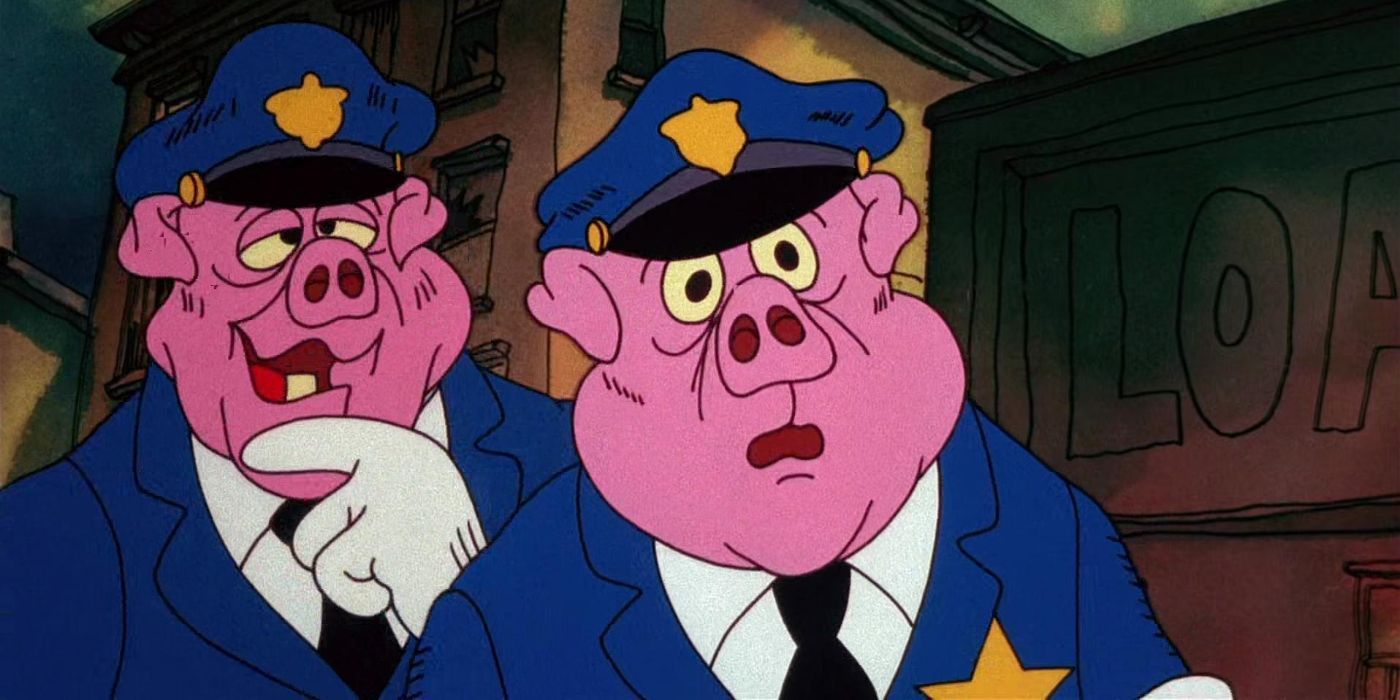 Pig Cops looking confused in Fritz the Cat