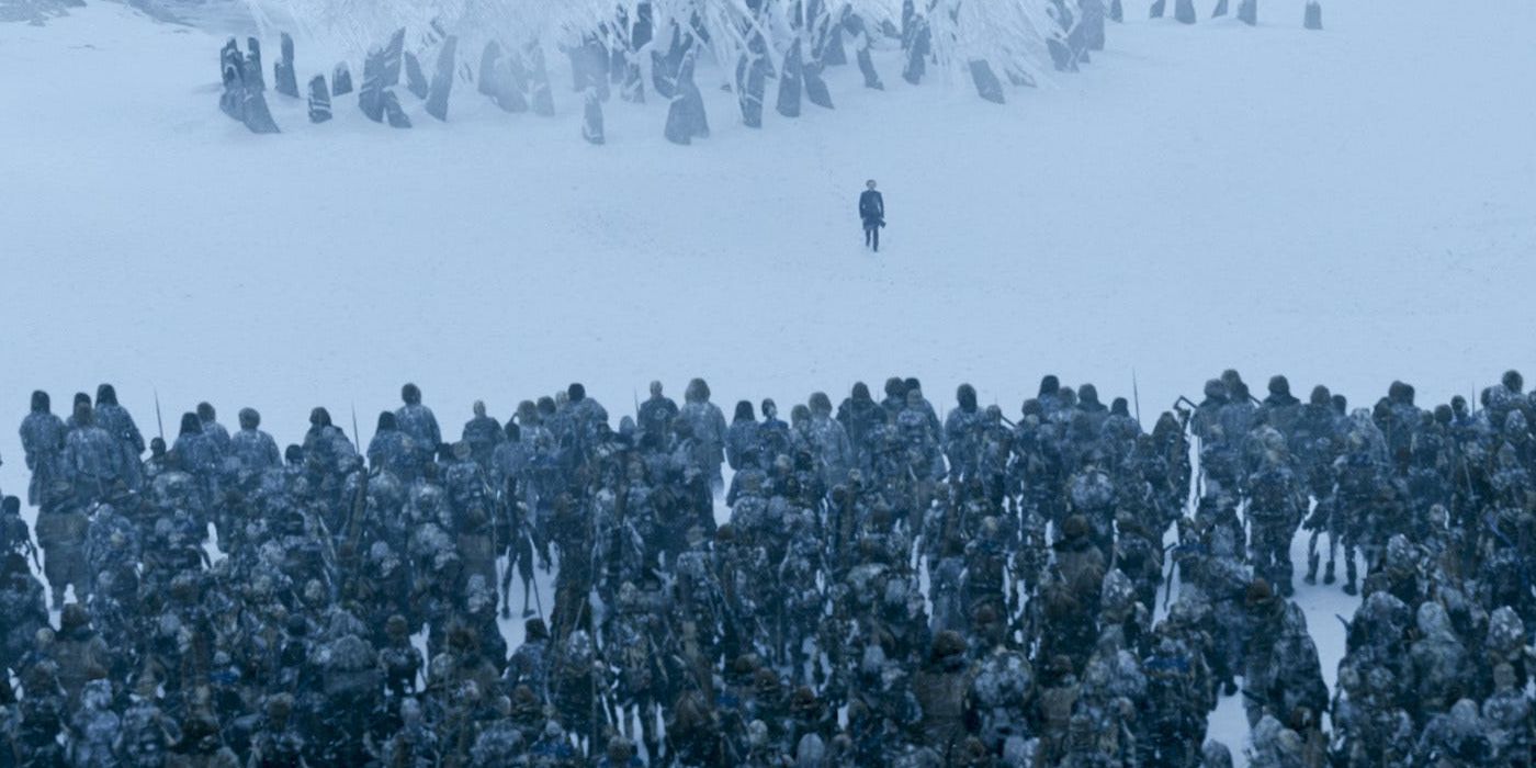 A gathering of the White Walker's wights in Game of Thrones